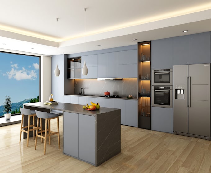 do kitchen bathroom interior design realistic 3d rendering