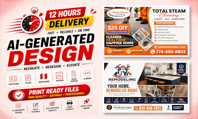 recreate your ai generated design, postcard, flyer for print
