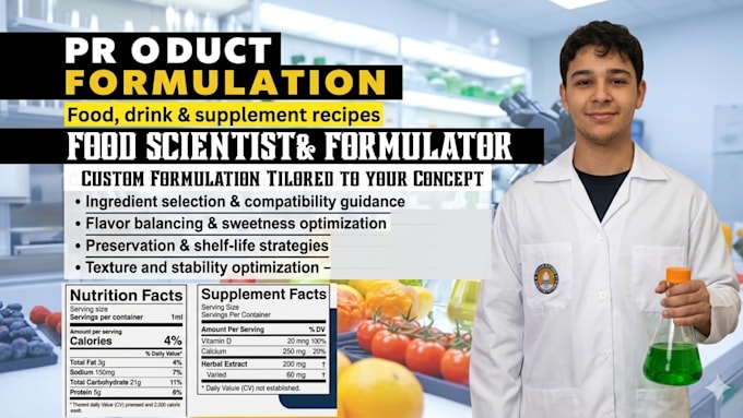 do food formulation, vitamin and product development formulation chemist