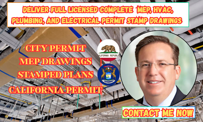 provide full mep  hvac electrical engineer permit drawing as licensed engineer