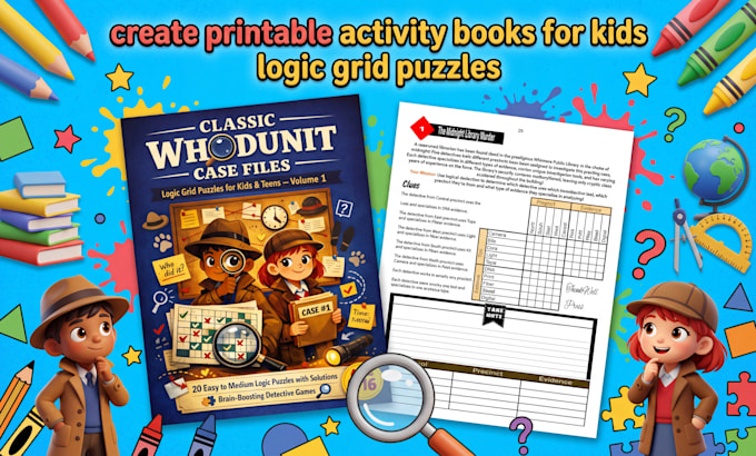 create printable activity books for kids logic grid puzzles