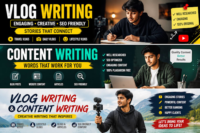 do content writing, vlog writing, SEO writing