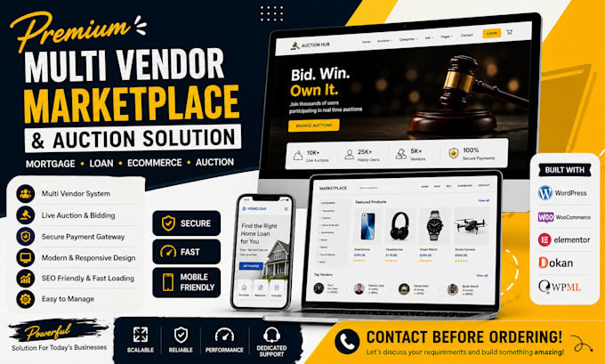 create premium auction website, multi vendor marketplace