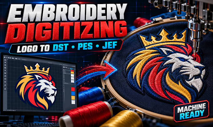do embroidery digitalizing logo, digitize image for embroidery design
