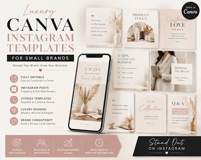 Design luxury canva instagram templates and branding kits for small ...