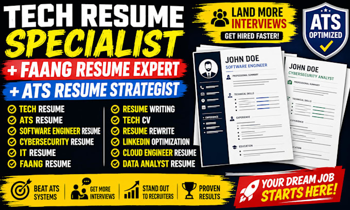 write an ats optimized tech resume for software engineer, IT and cybersecurity