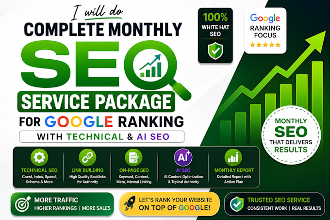 do complete monthly SEO service for google and ai ranking,best value aeo GEO gig