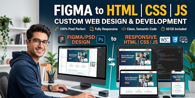 one page custom design and fully responsive HTML CSS js conversion