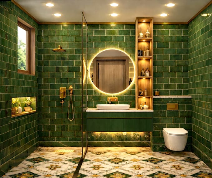 design realistic 3d bathroom and render