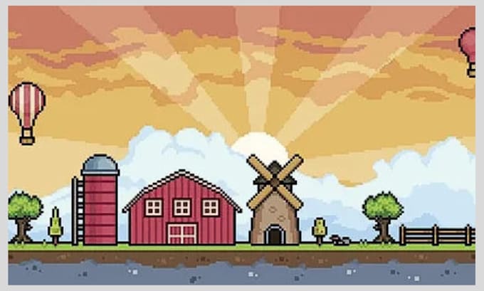 create pixel art scene, pixel art background, stream overlay