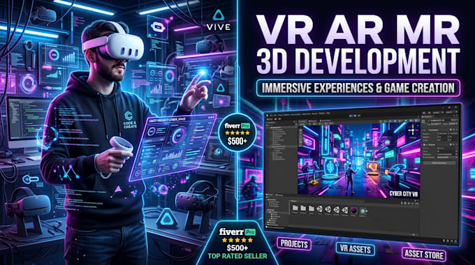 develop VR ar mr unity 3d meta quest oculus htc vive app