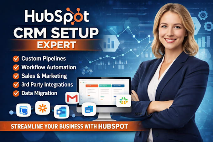 complete hubspot CRM setup, workflows, pipelines, and integrations