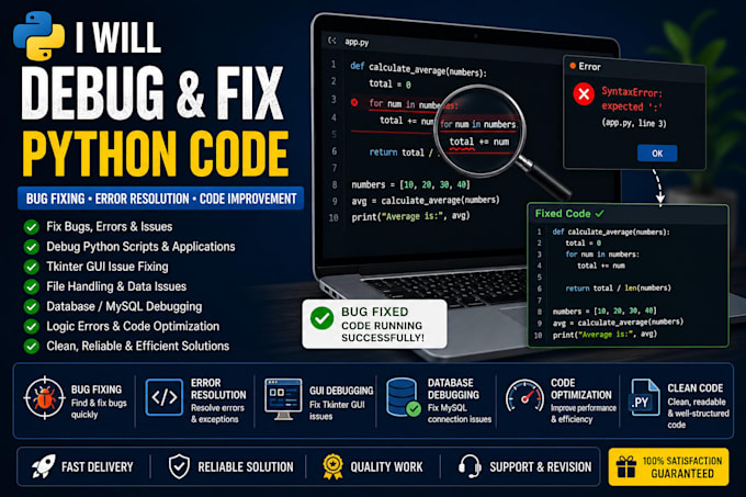 fix bugs and debug your python code