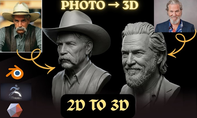convert 2d image to 3d head bust statues face model obj stl files 3d printing