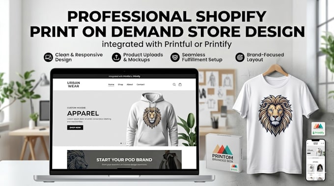 design a shopify print on demand store with printful printify