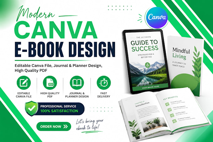 create a modern canva e book design and layout