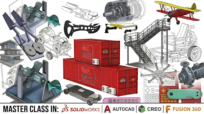 2d autocad drawing, solidworks 3d modeling assignments and projects