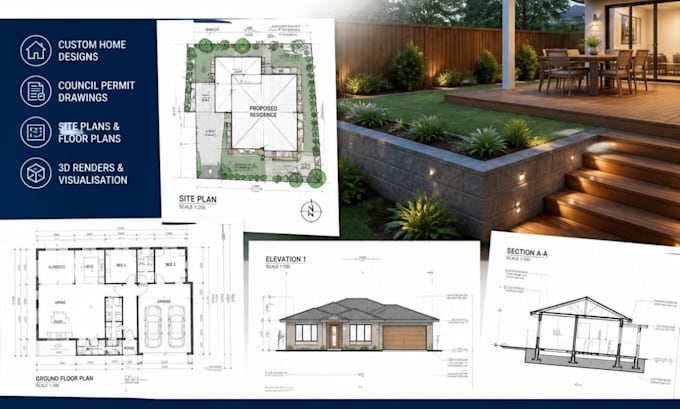do australian deck and retaining wall permit plans, patio, drainage, pool plan