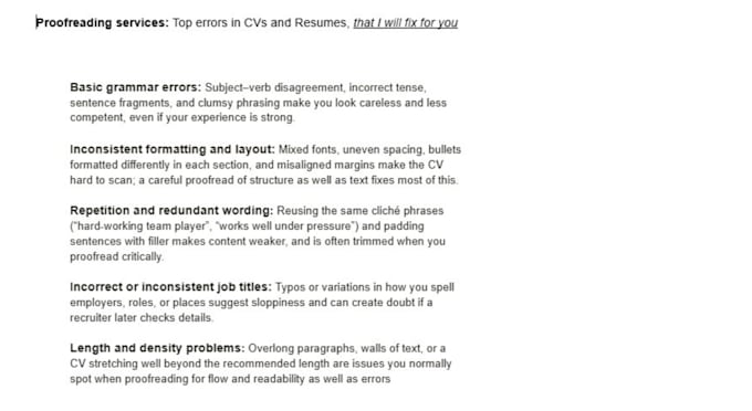 proofread your CV or resume for you