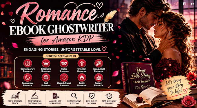 ghostwrite your romance ebook, ebook ghostwriter and amazon kdp
