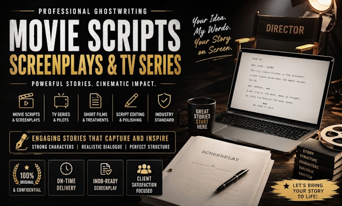 ghostwrite movie script, screenwriting, film script, screen play, script writing