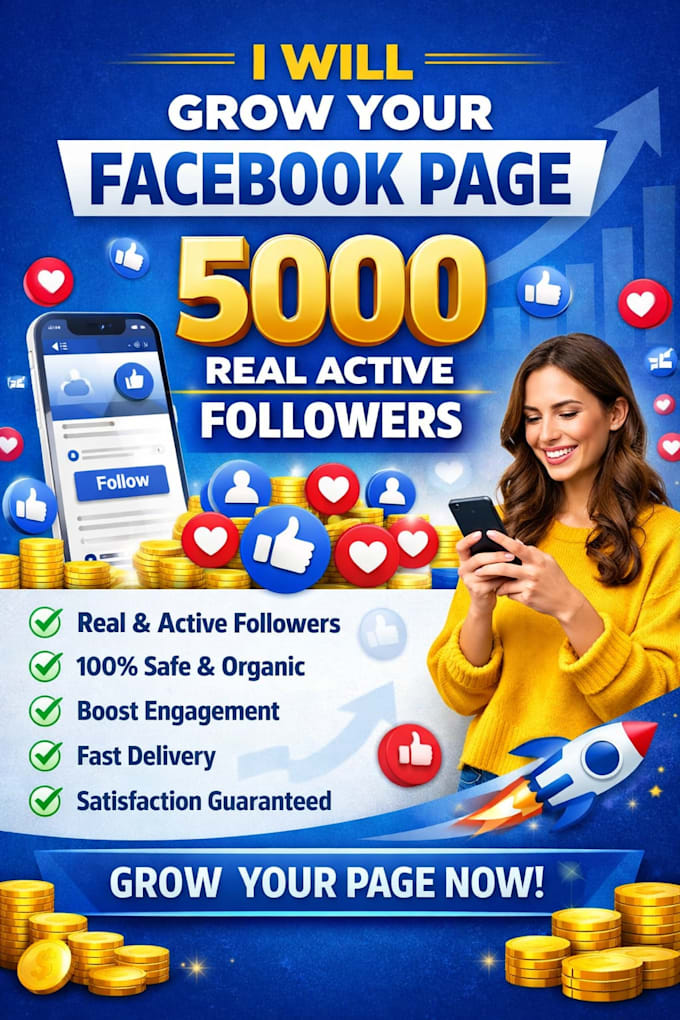 grow your facebook page with 5000 real active followers