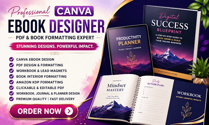 design canva ebook, workbook, PDF and KDP book interior formatting