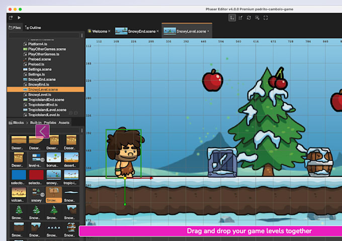 develop a custom 2d HTML5 game using phaser js