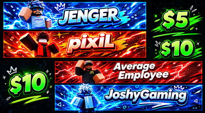 make you a roblox youtube banner and matching pfp