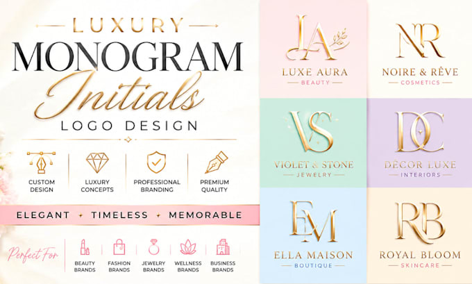 create luxury monogram initials logo design for your brand