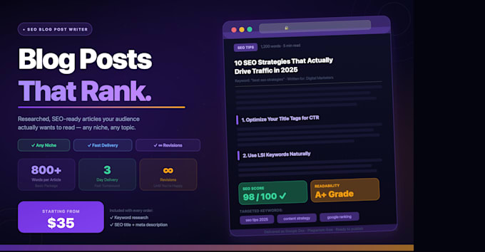write SEO optimized blog posts for your business