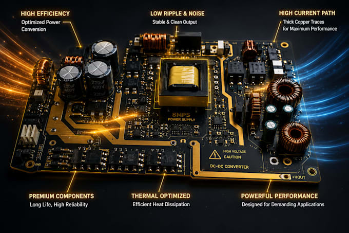 design power electronics pcb, smps, circuit design and provide consulting