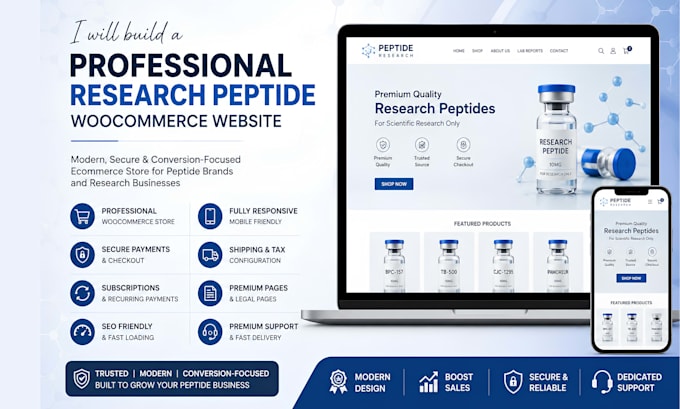 build a professional research peptide woocommerce website