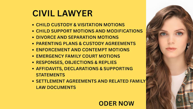 draft child custody, visitation, and child support documents