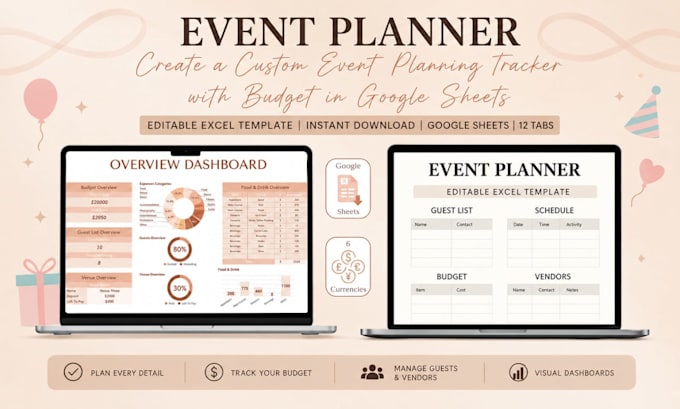 create a custom event planning tracker with budget in google sheets