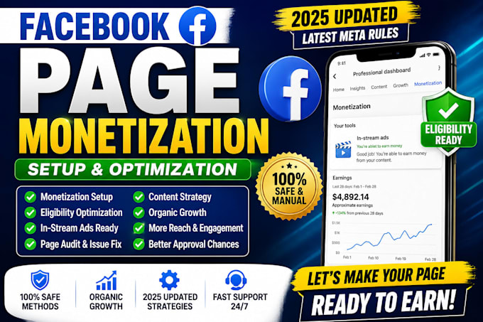 complete facebook page monetization criteria, fix issues and enable instream ads