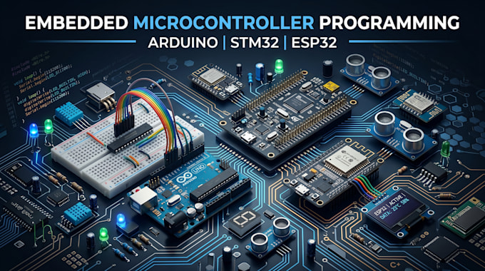 provide embedded microcontroller programming for arduino, stm32 and esp32