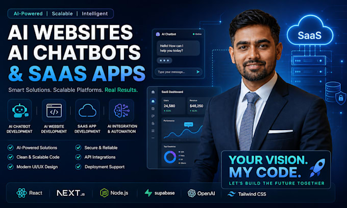 develop ai website ai chatbot and saas app