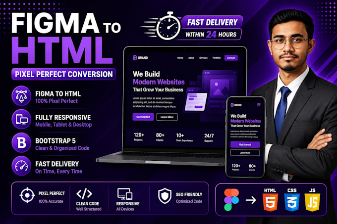 convert figma to HTML CSS bootstrap responsive website