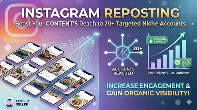 manually repost your content to 20 niche instagram accounts