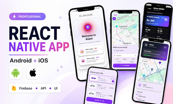 design and develop react native mobile app for android ios