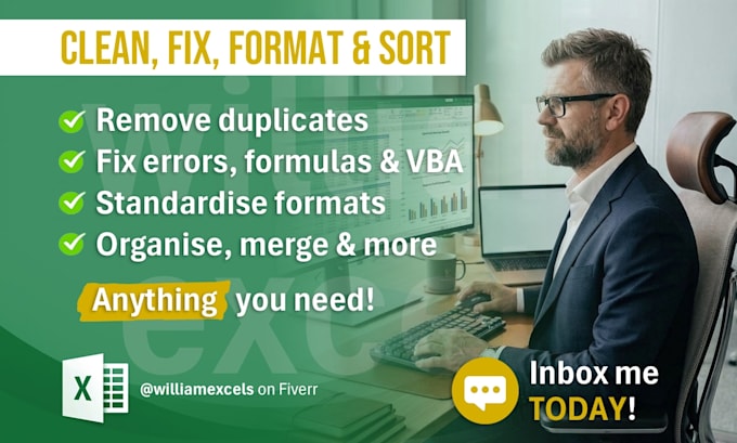 clean, fix, format, and organise your excel data