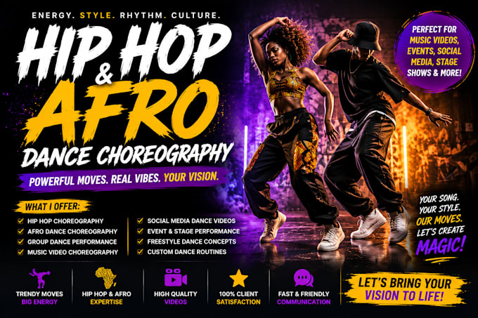 create powerful hip hop and afro dance choreography