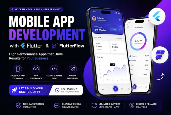 do mobile app development android ios app flutter flutterflow flutter developer