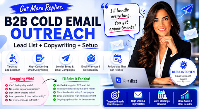 do b2b cold email outreach with lead list, copywriting and setup