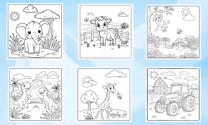 design a professional children coloring book with cute illustrations