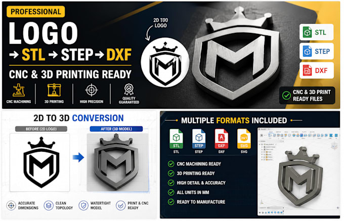 convert your logo into 3d printable stl step files