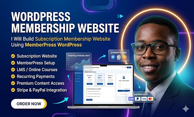 build subscription, membership website using memberpress wordpress