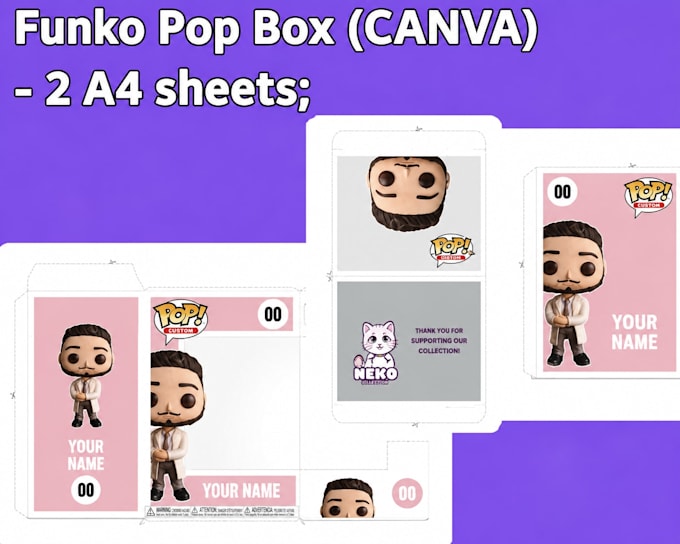 custom funko pop printable box template on canva