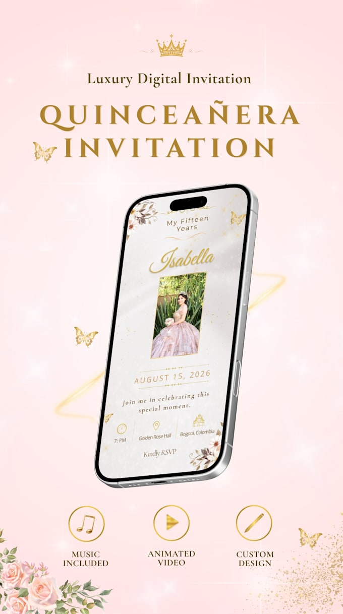 create luxury quinceanera invitation video